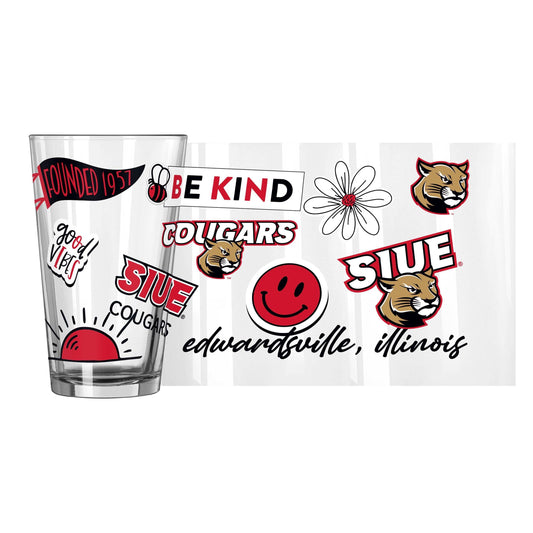 Southern Ill Edwardsville 16oz Native Pint Glass - Logo Brands - Flyclothing LLC