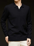 Men's Full Size Collared Neck Long Sleeve Polo Plus Size - Trendsi - Flyclothing LLC