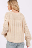 SAGE + FIG Cable-Knit Long Sleeve Sweater - Trendsi - Flyclothing LLC