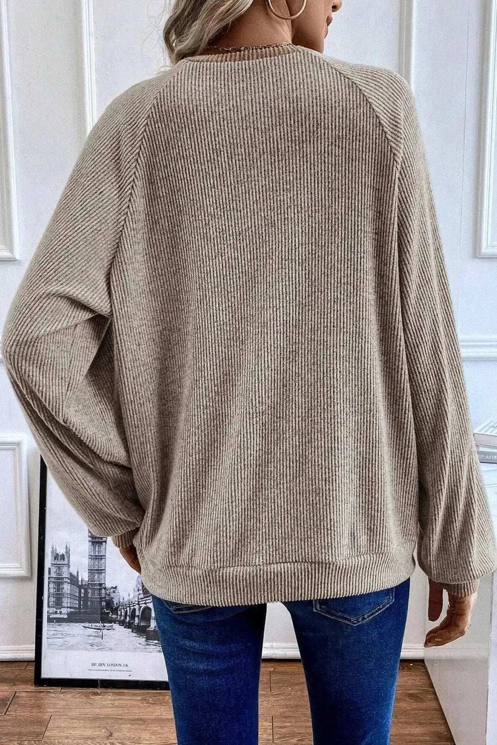 Quarter Buttoned Long Sleeve Blouse - Trendsi - Flyclothing LLC