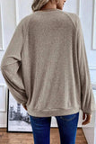Quarter Buttoned Long Sleeve Blouse - Trendsi - Flyclothing LLC