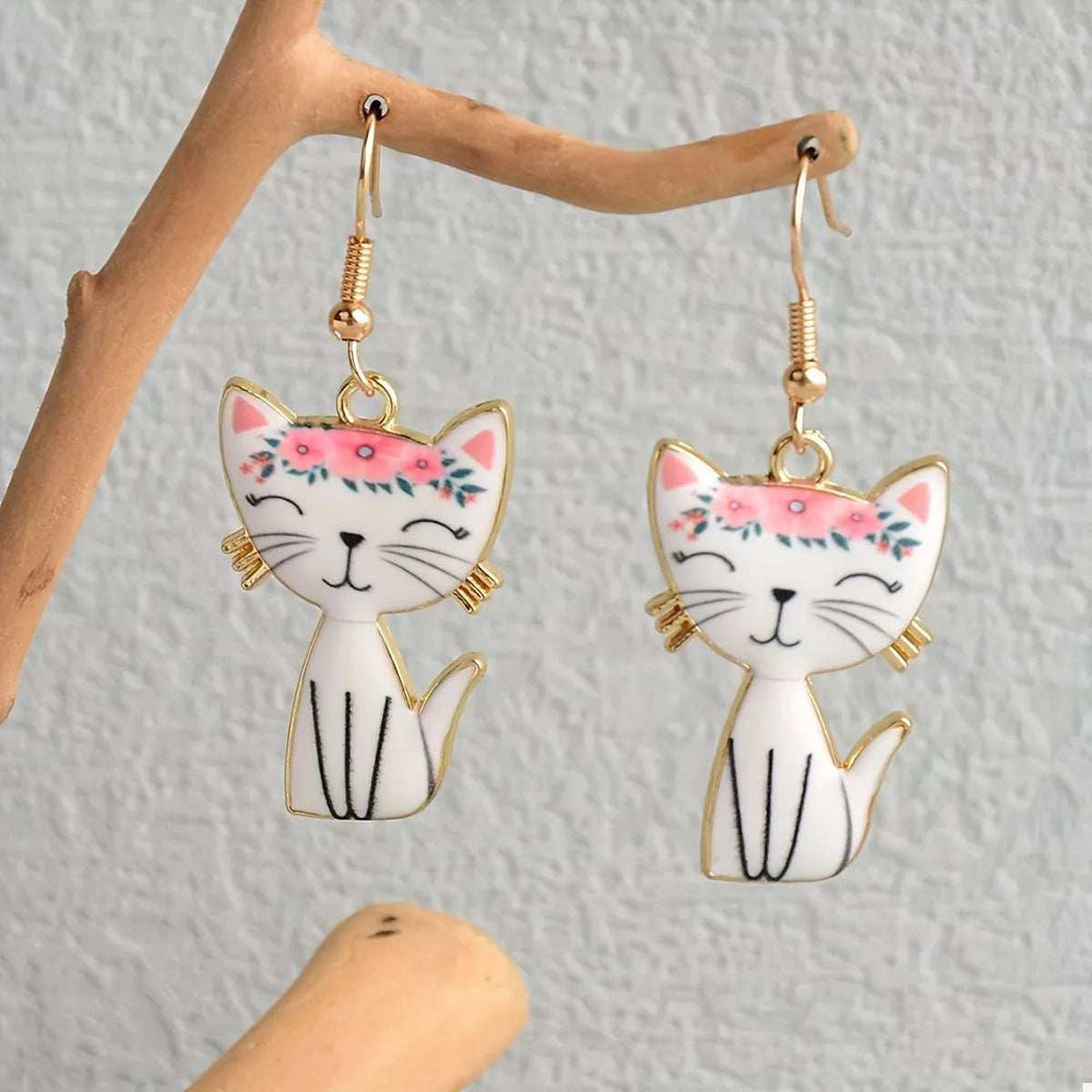 Colorful Cat Dangle Earrings - Trendsi - Flyclothing LLC
