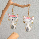 Colorful Cat Dangle Earrings - Trendsi - Flyclothing LLC