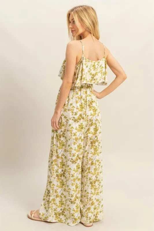 HYFVE Floral Print Spaghetti Strap Wide Leg Jumpsuit - Trendsi - Flyclothing LLC