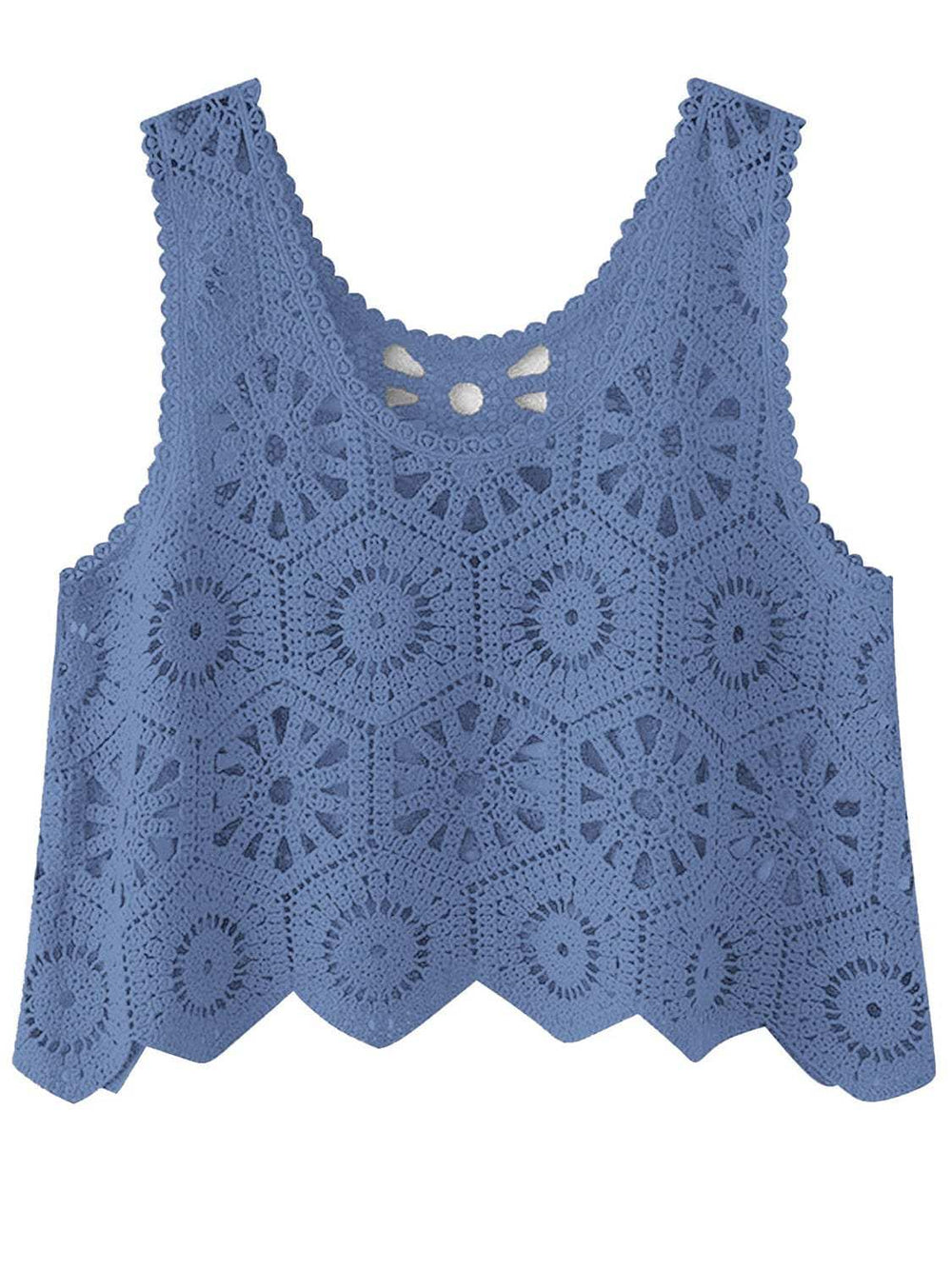 Openwork Round Neck Knit Vest - Trendsi - Flyclothing LLC