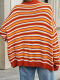 Striped Mock Neck Long Sleeve Sweater - Trendsi - Flyclothing LLC