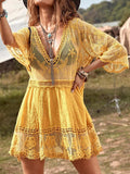 Lace Detail Plunge Cover-Up Dress - Trendsi - Flyclothing LLC