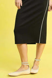 Umgee Midi Pencil Skirt with Contrast Piping Detail - Trendsi - Flyclothing LLC