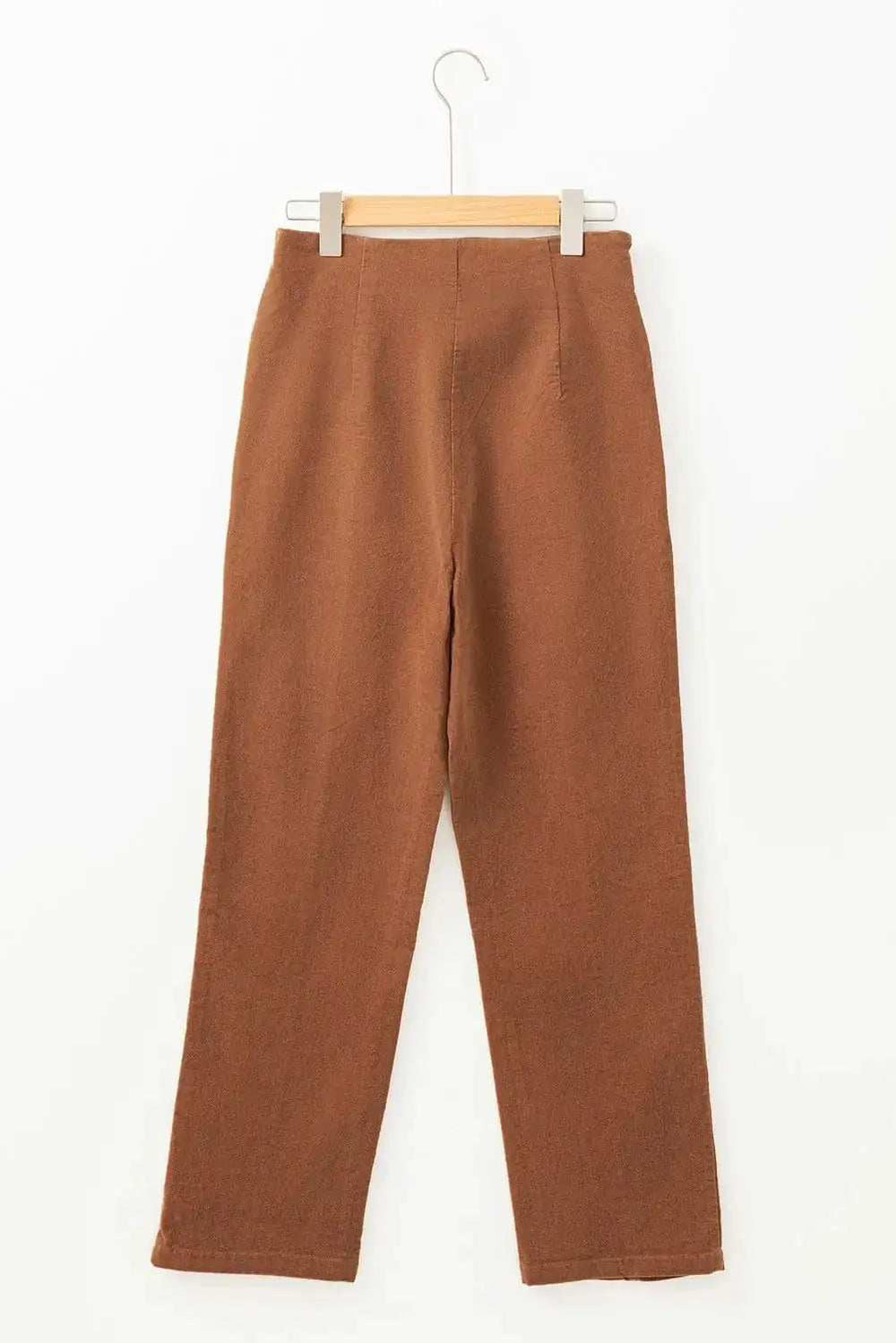 Decorative Button Straight Leg Pants - Trendsi - Flyclothing LLC