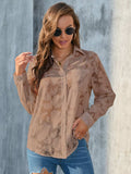 Full Size Collared Neck Long Sleeve Shirt Plus Size - Trendsi - Flyclothing LLC