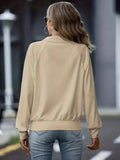 Zip Up Collared Neck Raglan Sleeve Jacket - Trendsi - Flyclothing LLC