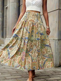 Full Size Tiered Smocked Printed High Waist Skirt - Trendsi - Flyclothing LLC