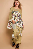 POL Bohemian Geometric Print Long Sleeve Top with Lace Trim - Trendsi - Flyclothing LLC
