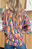 Double Take Full Size Geometric Notched Dolman Sleeve Top - Trendsi - Flyclothing LLC