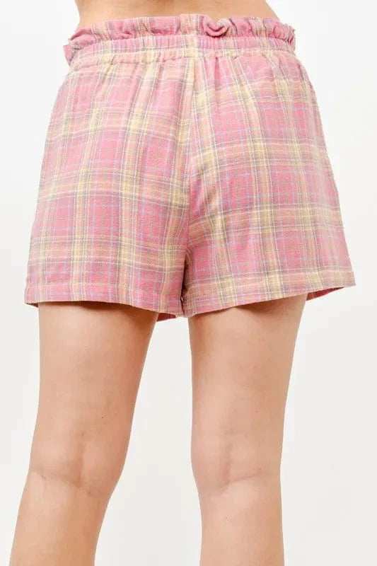 And The Why Plaid Print Smocked Detail Casual Shorts - Trendsi - Flyclothing LLC