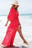 Drawstring Printed V-Neck Maxi Dress - Trendsi - Flyclothing LLC