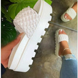 PU Leather Open Toe Platform Sandals - Trendsi - Flyclothing LLC
