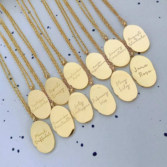 18K Gold-Plated Engraved Pendant Necklace - Trendsi - Flyclothing LLC