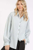 Mittoshop Button Down Striped Long Sleeve Shirt - Trendsi - Flyclothing LLC