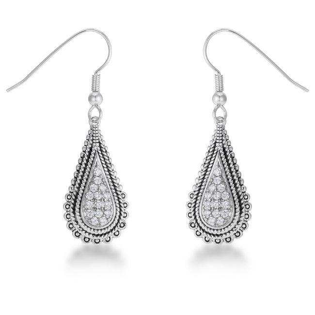.45 Ct Tear Drop Rhodium Earrings with CZ - JGI - Flyclothing LLC