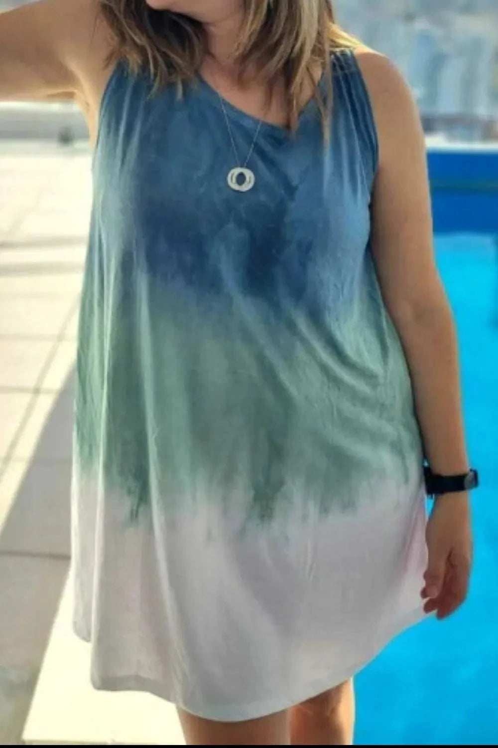 Full Size Tie-Dye Sleeveless Mini Tank Dress Plus Size - Trendsi - Flyclothing LLC