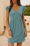 V-Neck Ruffled Cap Sleeve Dress - Trendsi - Flyclothing LLC