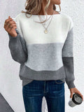 Color Block Boat Neck Sweater - Trendsi - Flyclothing LLC