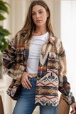 Geometric Button Up Long Sleeve Jacket - Trendsi - Flyclothing LLC