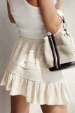 Ruffled Hemline Elastic Waist Mini Skirt - Trendsi - Flyclothing LLC