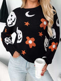 Halloween Gothic Pattern Long Sleeve Sweater - Trendsi - Flyclothing LLC
