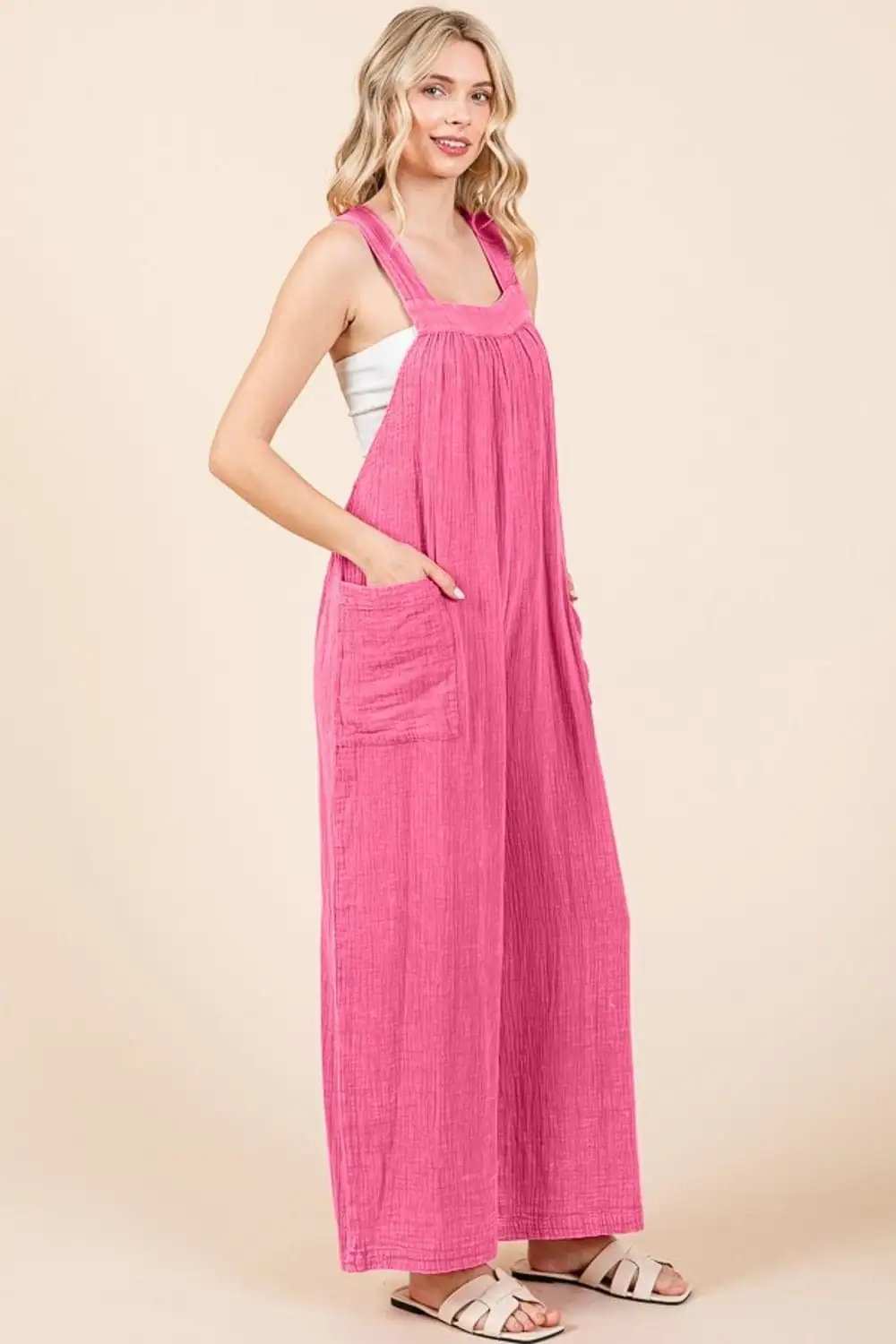 Culture Code Full Size Pocketed Sleeveless Wide Leg Overalls - Trendsi - Flyclothing LLC