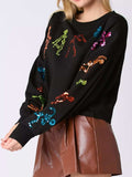 Halloween Colorful Sequin Skeleton Sweatshirt - Trendsi - Flyclothing LLC