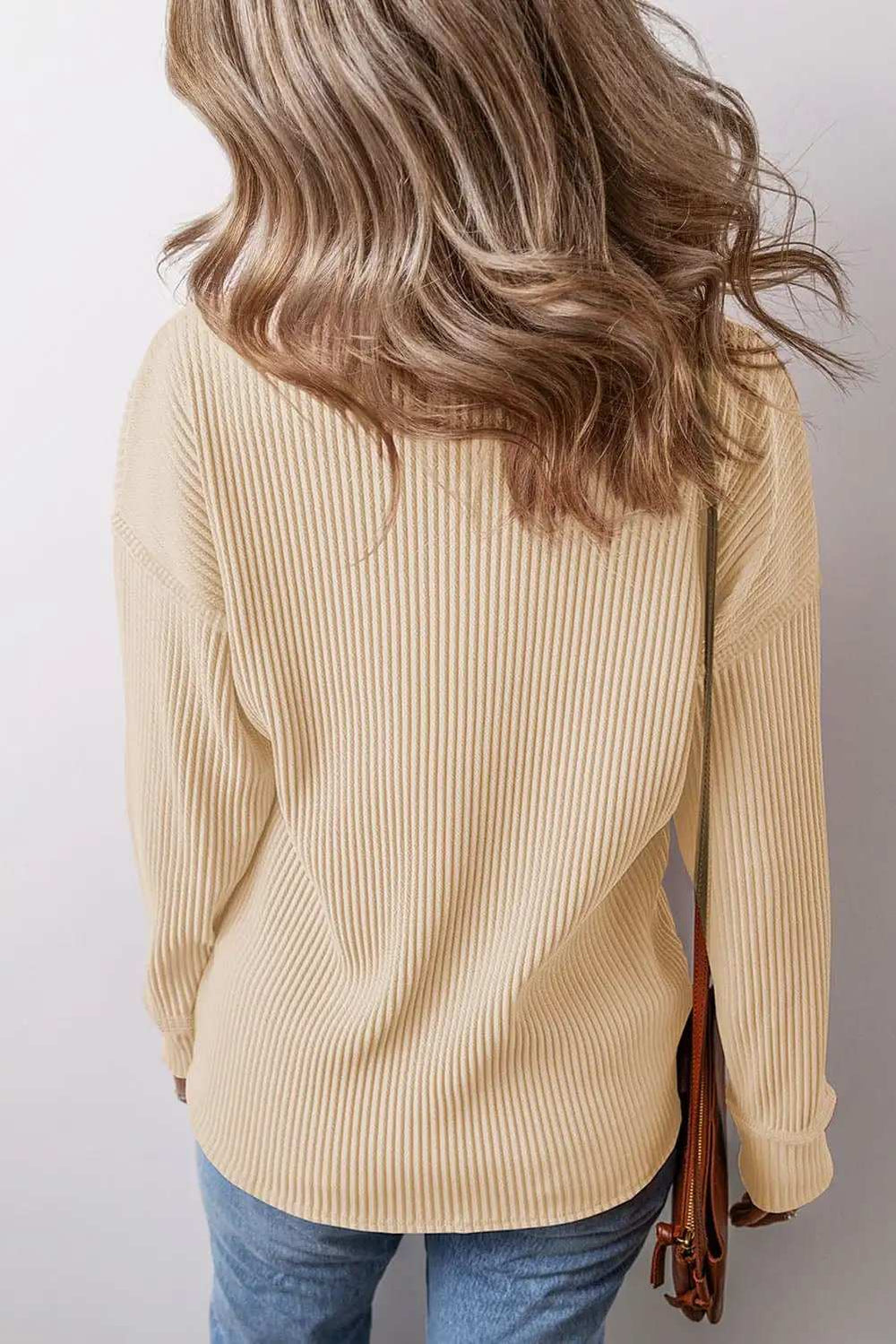 Pocketed Round Neck Long Sleeve Top - Trendsi - Flyclothing LLC