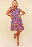 Haptics Frilled Mock Neck Ditsy Floral Dress - Trendsi - Flyclothing LLC