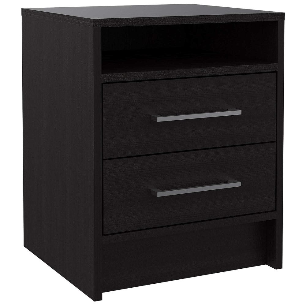 Light and Dark Oak Two Drawer Nightstand - Homeroots - Flyclothing LLC