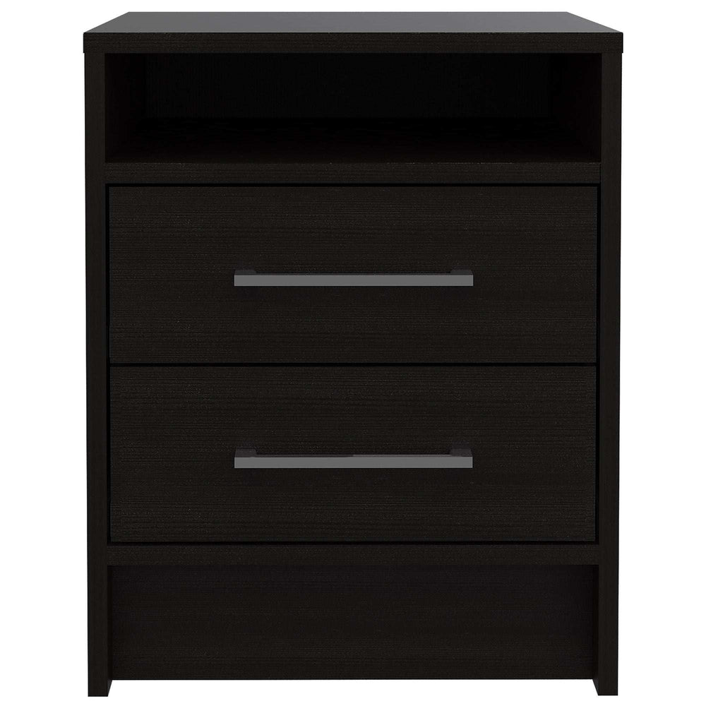 Light and Dark Oak Two Drawer Nightstand - Homeroots - Flyclothing LLC