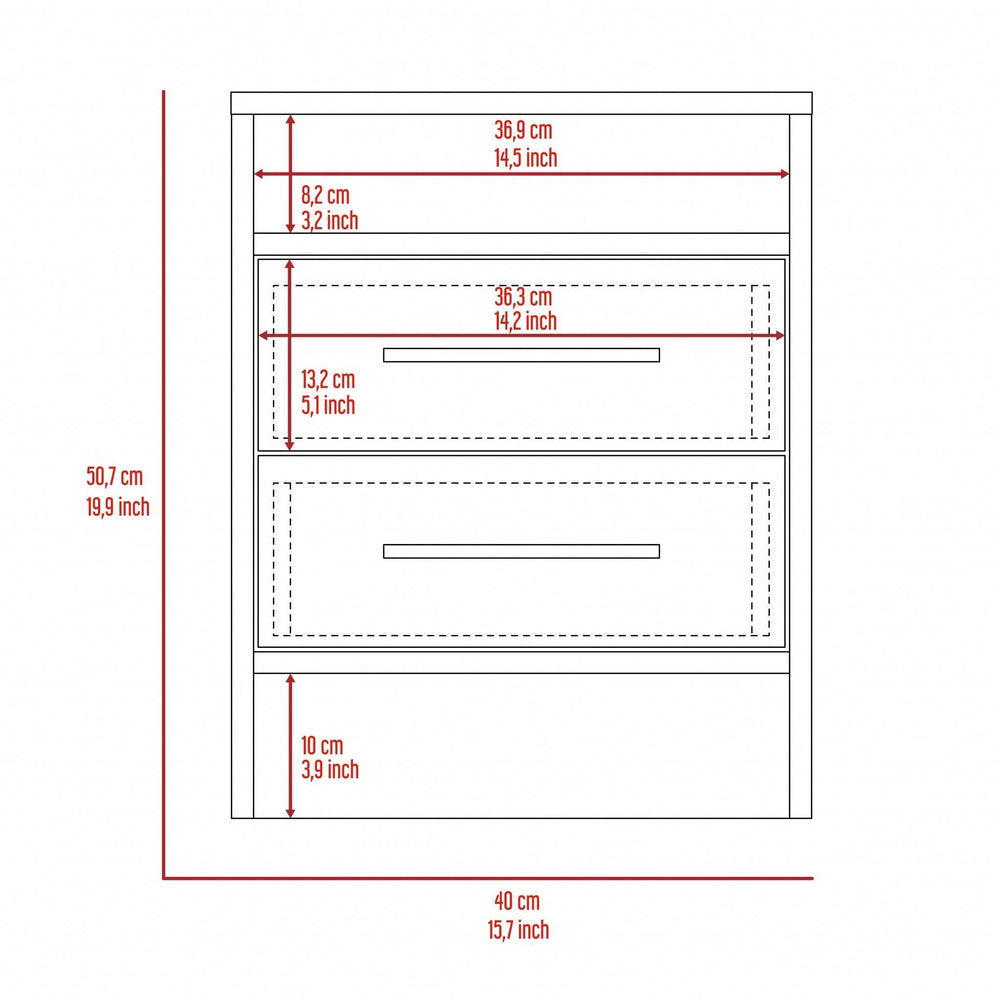 Light and Dark Oak Two Drawer Nightstand - Homeroots - Flyclothing LLC
