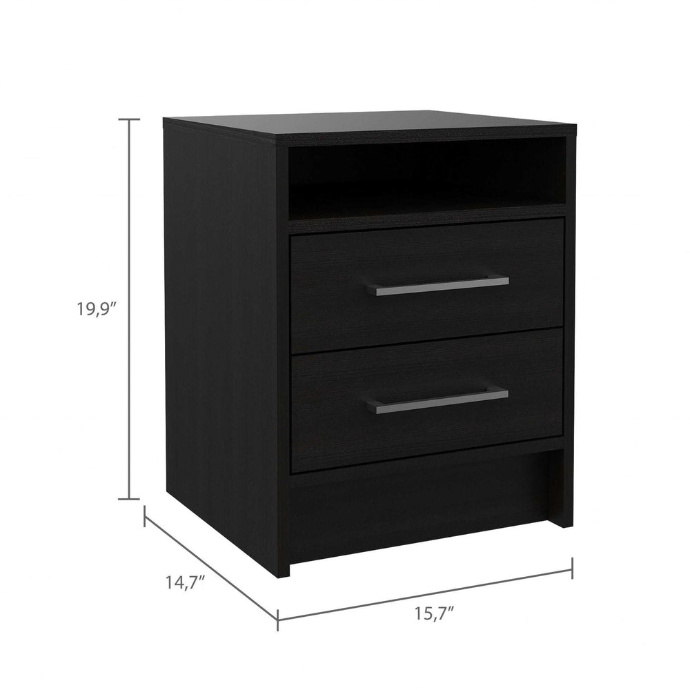 Light and Dark Oak Two Drawer Nightstand - Homeroots - Flyclothing LLC
