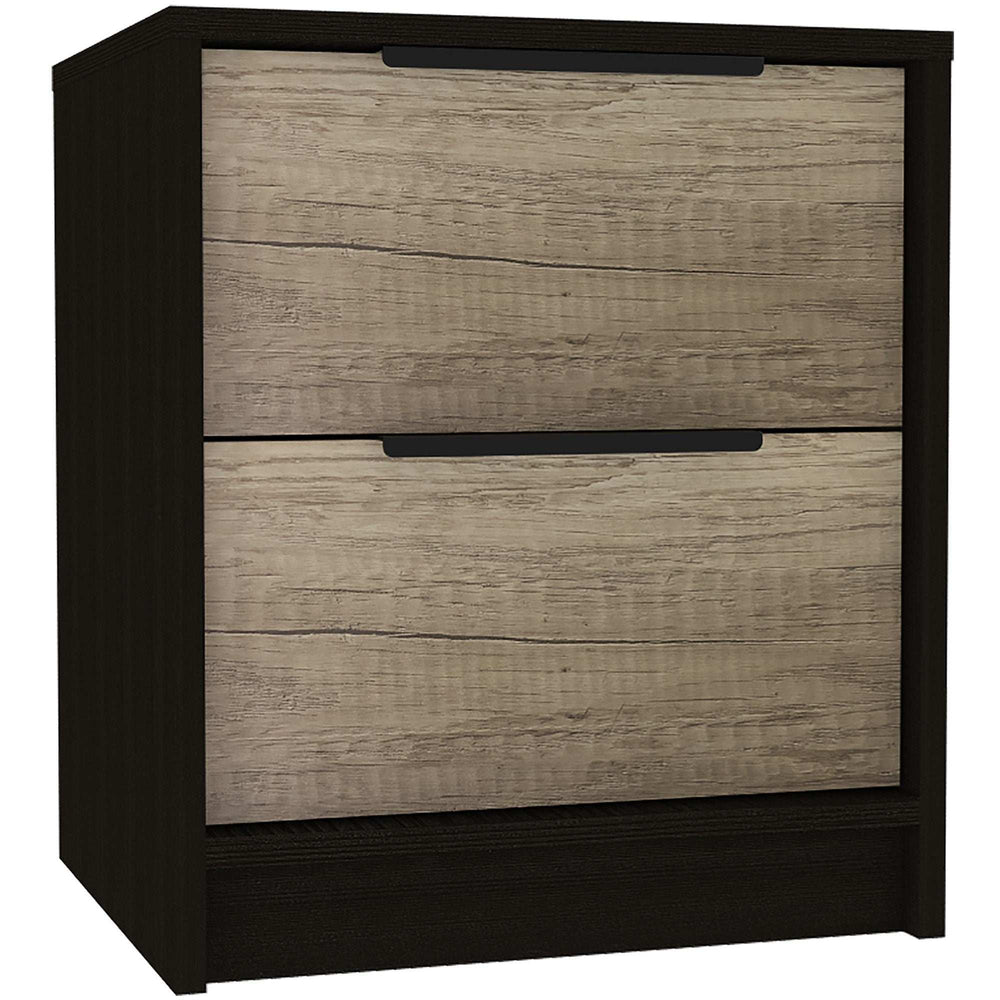 Black Open Compartment Two Drawer Nightstand - Homeroots - Flyclothing LLC