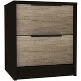 Black Open Compartment Two Drawer Nightstand - Homeroots - Flyclothing LLC