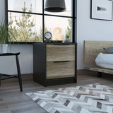 Black Open Compartment Two Drawer Nightstand - Homeroots - Flyclothing LLC