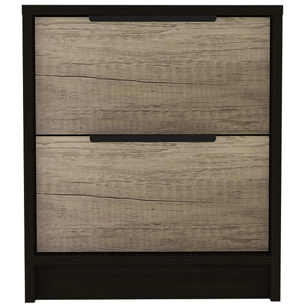 Black Open Compartment Two Drawer Nightstand - Homeroots - Flyclothing LLC
