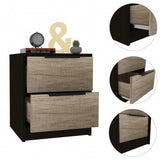 Black Open Compartment Two Drawer Nightstand - Homeroots - Flyclothing LLC