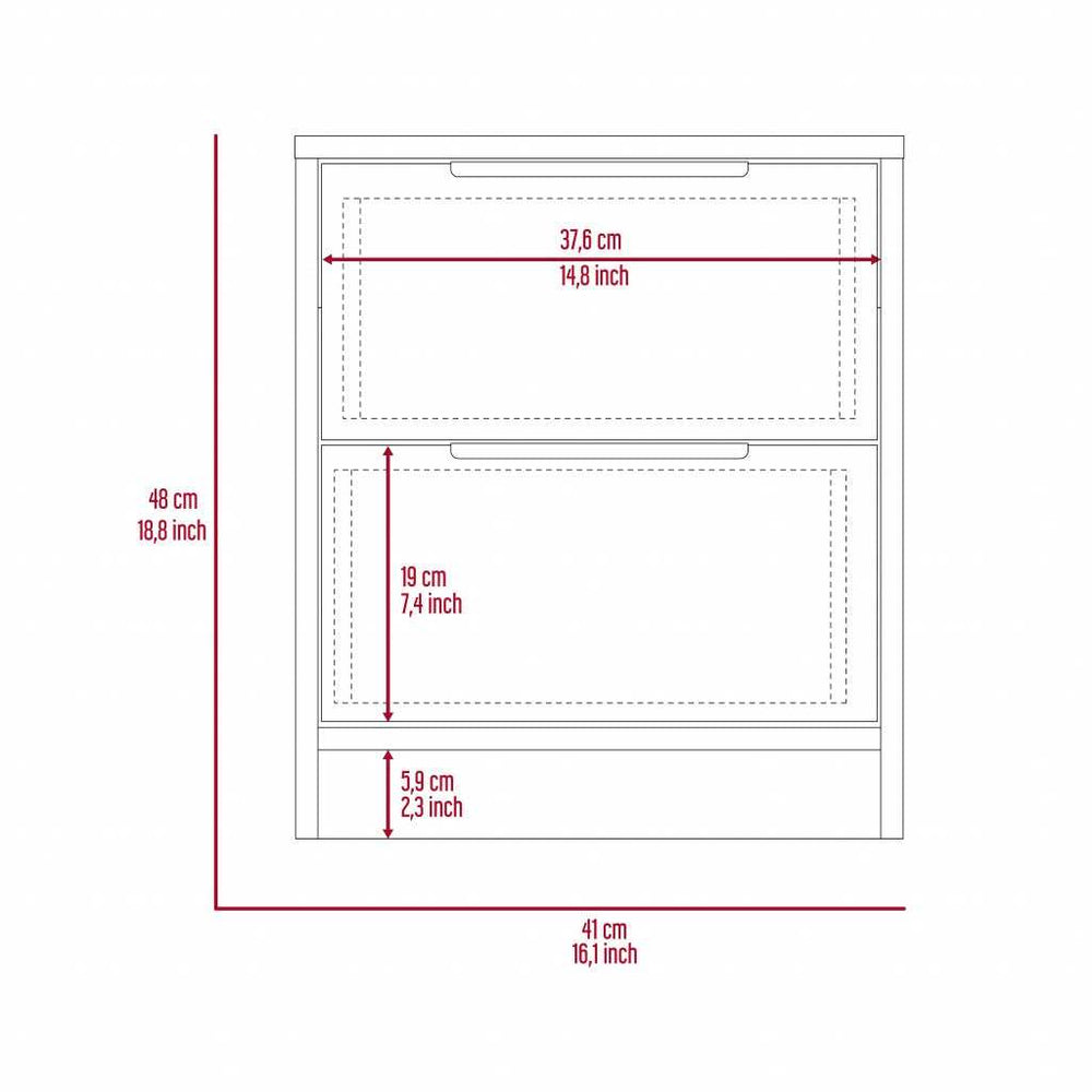 Black Open Compartment Two Drawer Nightstand - Homeroots - Flyclothing LLC