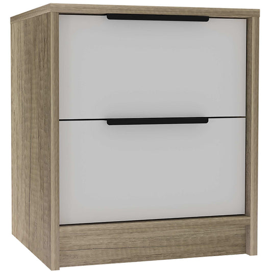 Mod Light Oak and White Two Drawer Nightstand - Homeroots - Flyclothing LLC