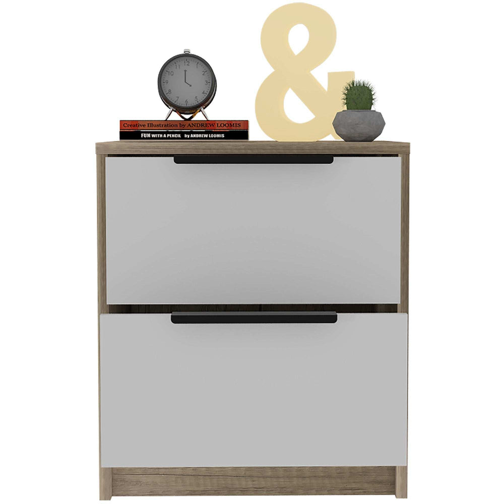 Mod Light Oak and White Two Drawer Nightstand - Homeroots - Flyclothing LLC