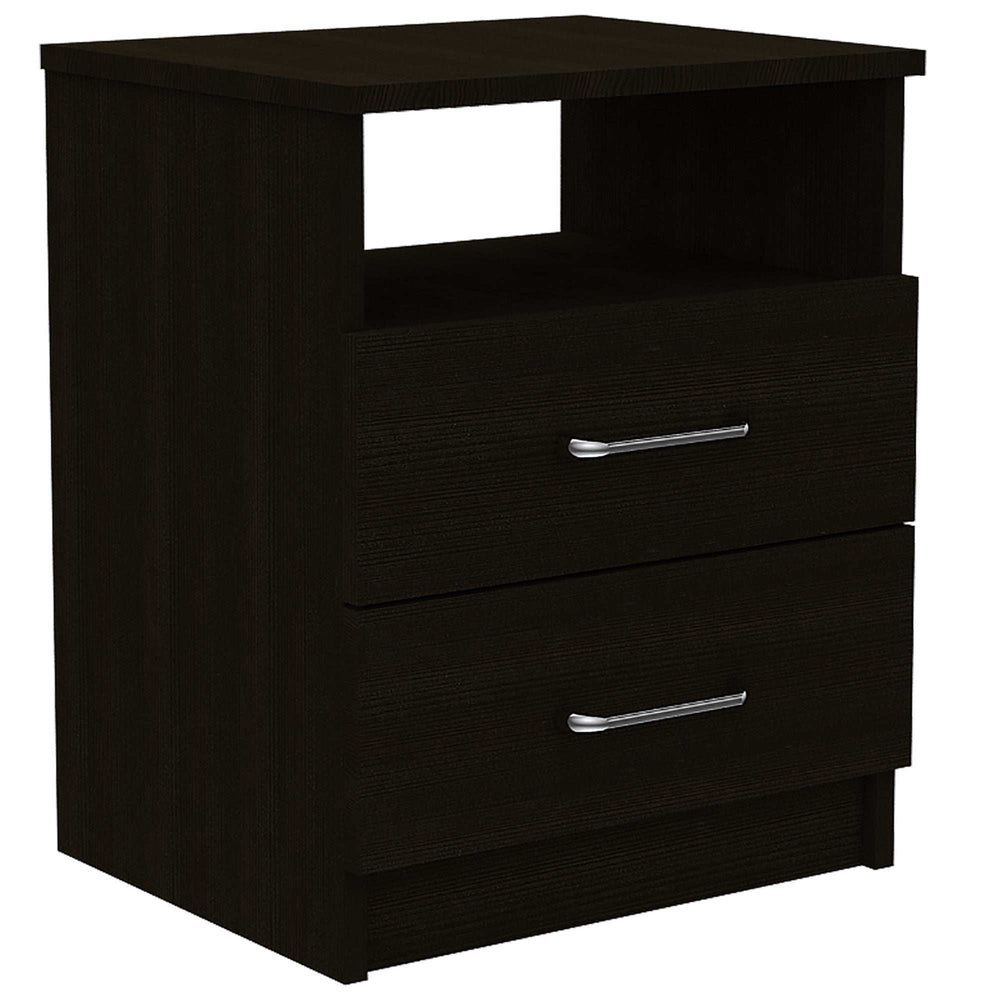 Brown Open Compartment Two Drawer Nightstand - Homeroots - Flyclothing LLC