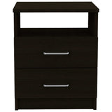 Brown Open Compartment Two Drawer Nightstand - Homeroots - Flyclothing LLC