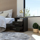 Brown Open Compartment Two Drawer Nightstand - Homeroots - Flyclothing LLC