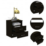 Brown Open Compartment Two Drawer Nightstand - Homeroots - Flyclothing LLC